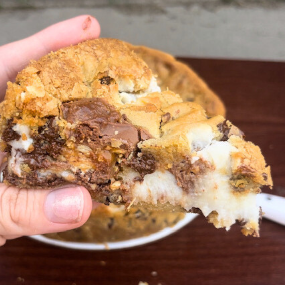 Snickers Cheesecake Deep Dish Cookie Pie